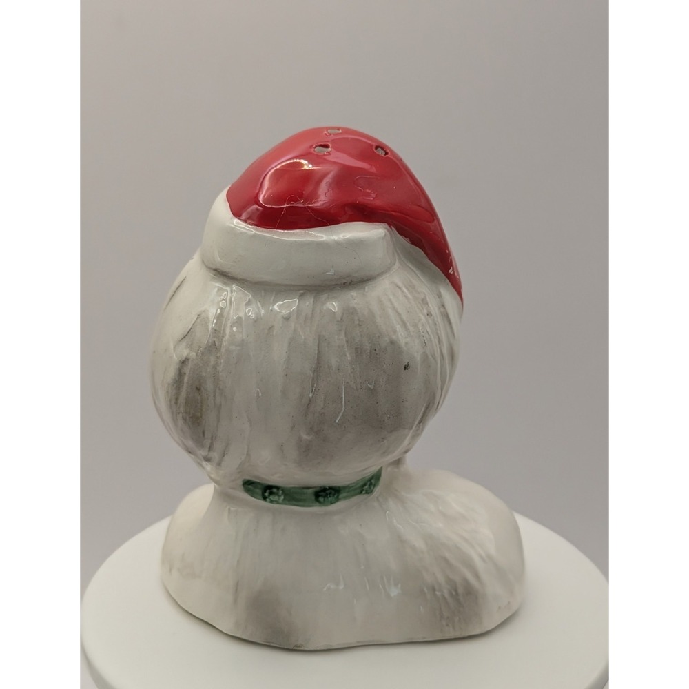 Vintage Christmas White Dogs Salt And Pepper Shakers X-488 Santa Hat. Japan - Picture 11 of 16